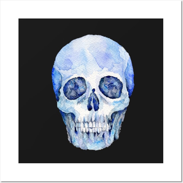 Halloween Watercolor Skull Horror Fan Wall Art by xenotransplant